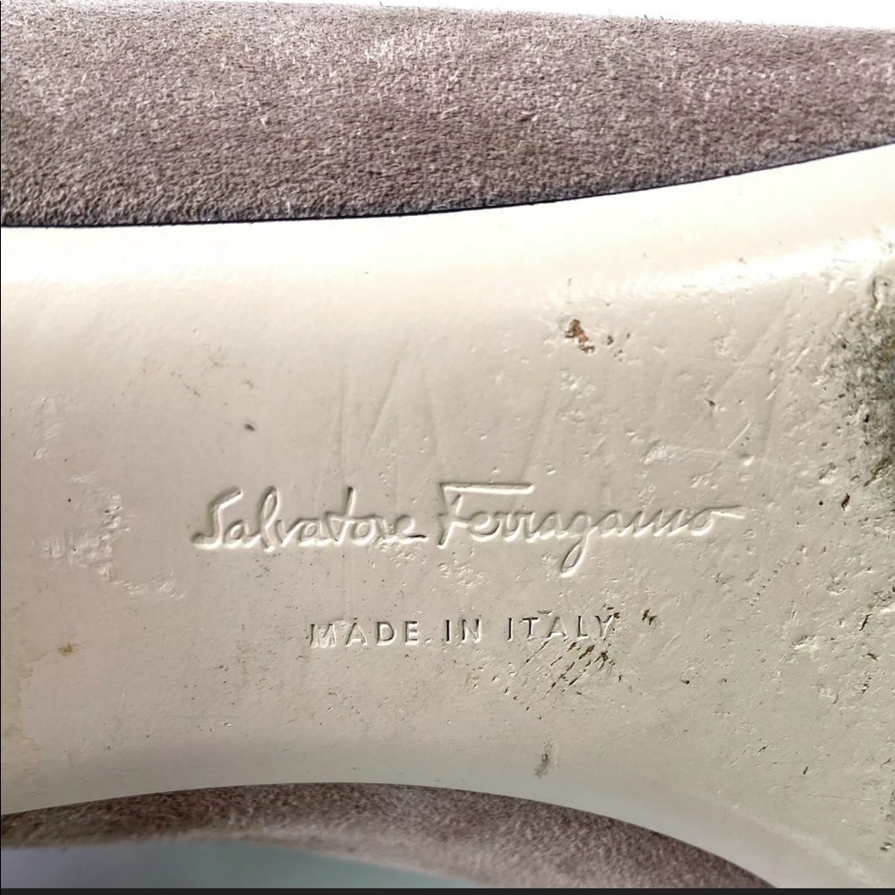 Salvatore Ferragamo Suede Mid Calf Embossed Boots - Picture 11 of 15